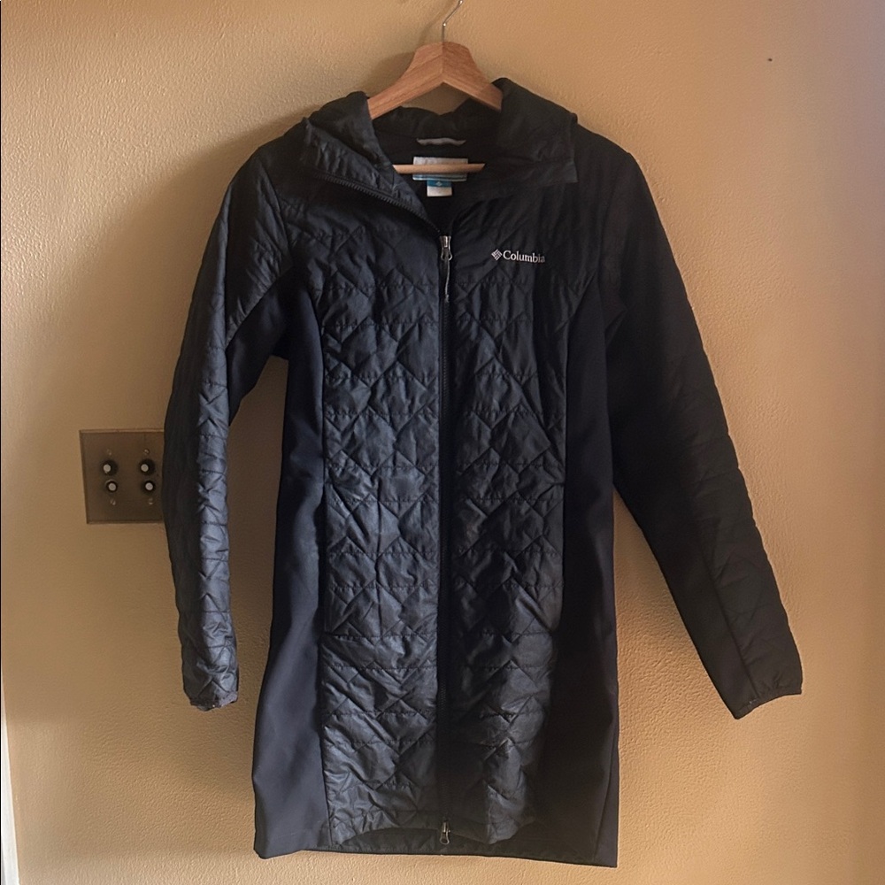 Columbia Black Hooded Quilted Coat S